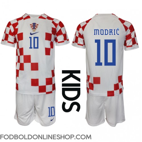 Kroatien Luka Modric #10 Hjemme Trøje Børn VM 2022 Kortærmet (+ Korte bukser)